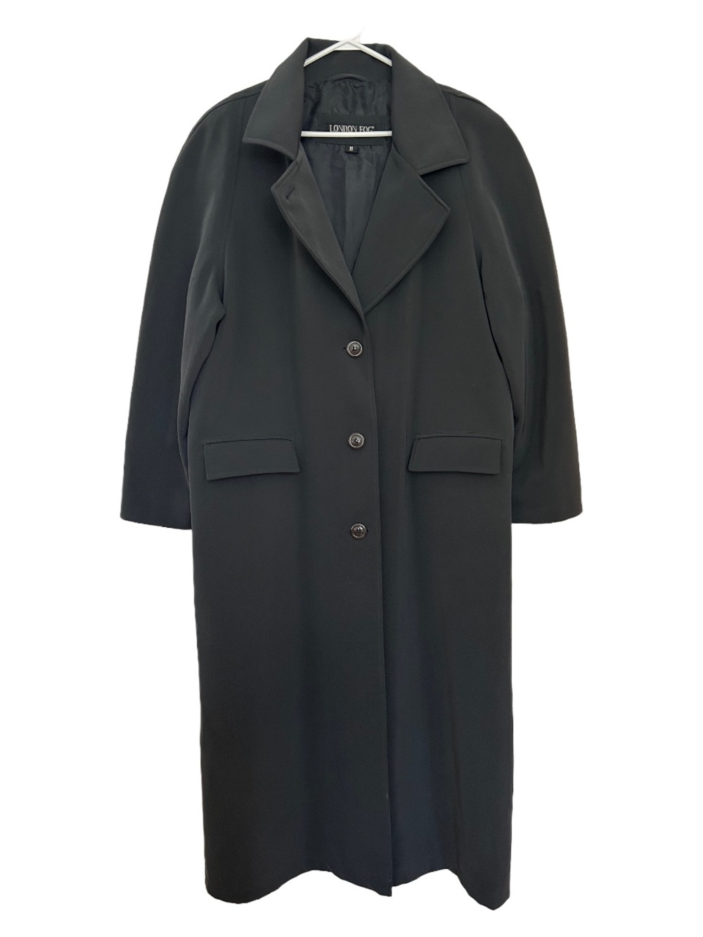 London Fog Dark Green Long Single-Breasted Trench Coat